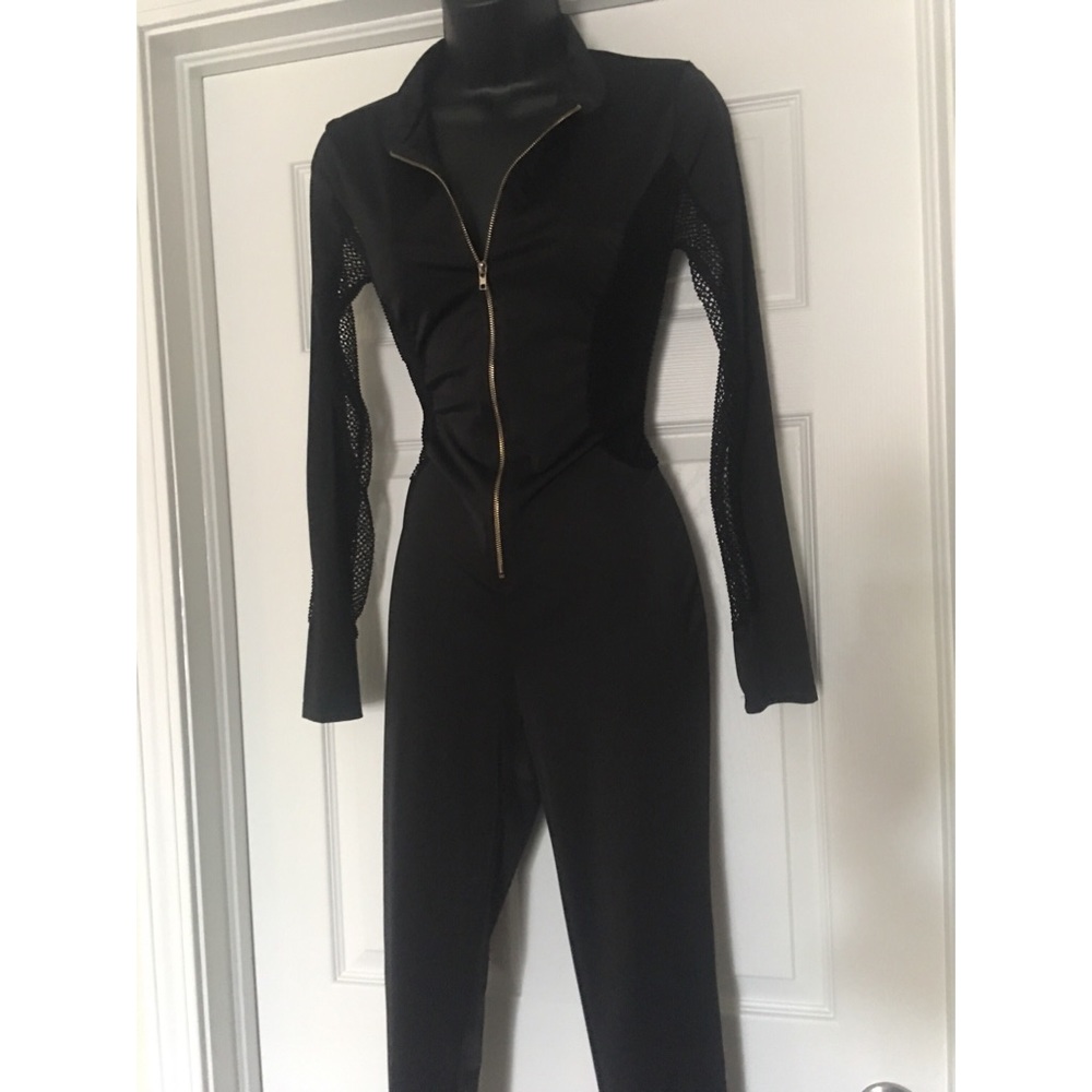 Mesh Zip-Up Jumpsuit